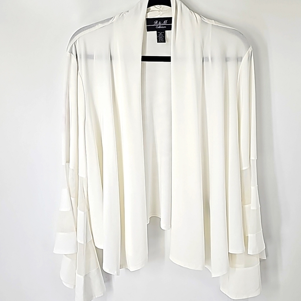R & M Collection Women's Cream Draped Open-Front Shrug